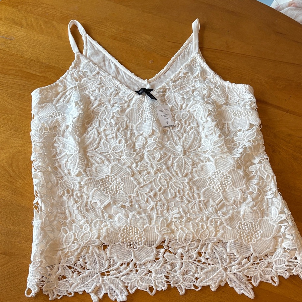 White House Black Market White Lace Floral Camisole